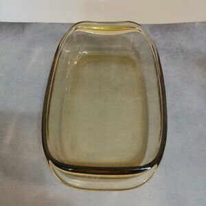 Vintage Dynaware Pyr-O-Rey Amber Glass Small Casserole Dish-9" x 5.5"